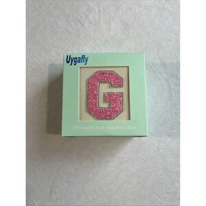 Personalized Jewelry Box Women Girls Pink Glitter Monogram G, Gift Ugafly Trendy